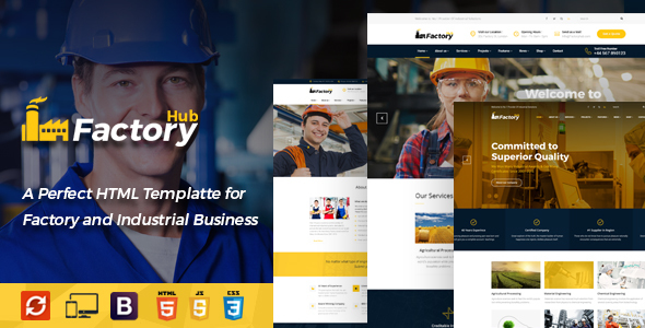 Factory HUB – Industry / Factory / Engineering and Industrial Business HTML Template