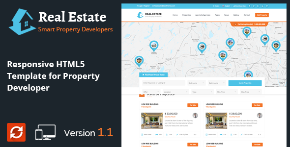 Real Estate – Responsive HTML5 Template for Property Developers