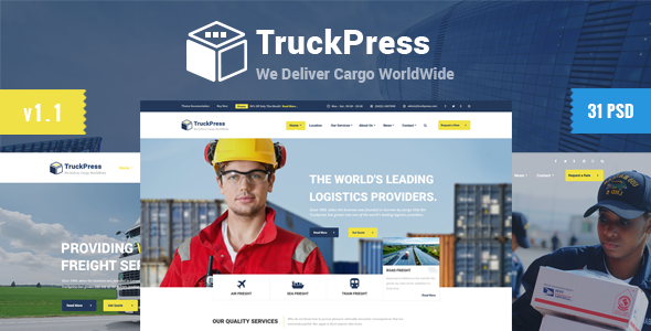 Truck Press Logistics & Transport Business PSD Template
